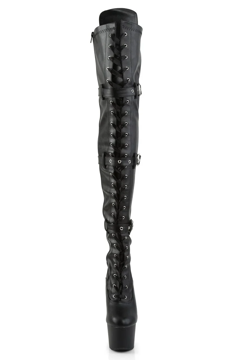 Pleaser USA Adore-3028 7inch Thigh High Boots - Matte Black - Image 5
