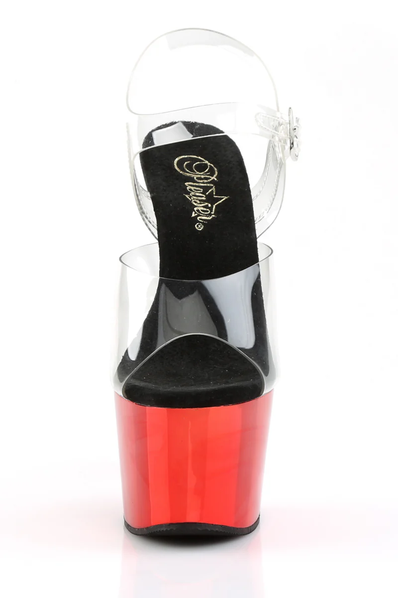 Pleaser USA Adore-708 7inch Stilettos - Black/Red Chrome - Image 2