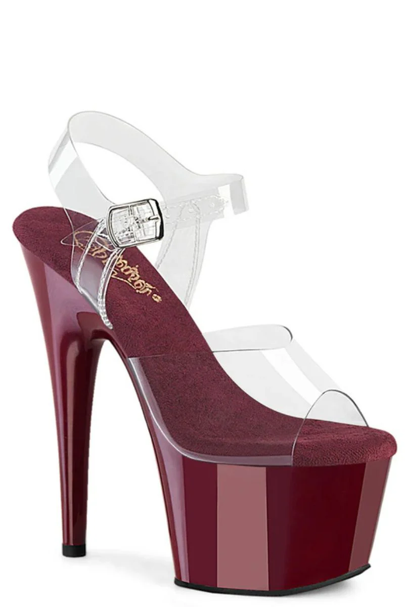 Pleaser USA Adore-708 7inch Stilettos - Burgundy - Image 3