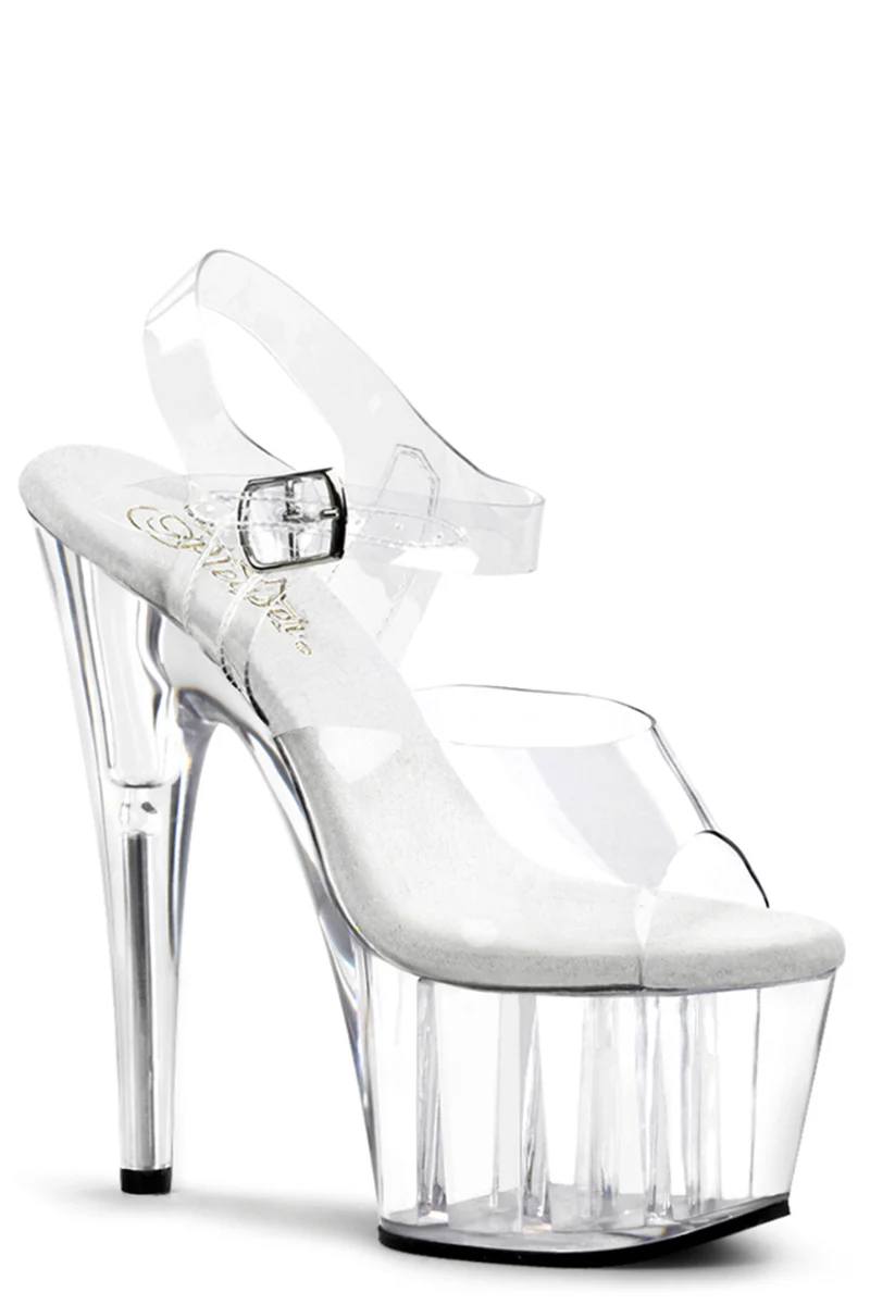 Pleaser USA Adore-708 7inch Stilettos - Clear - Image 3