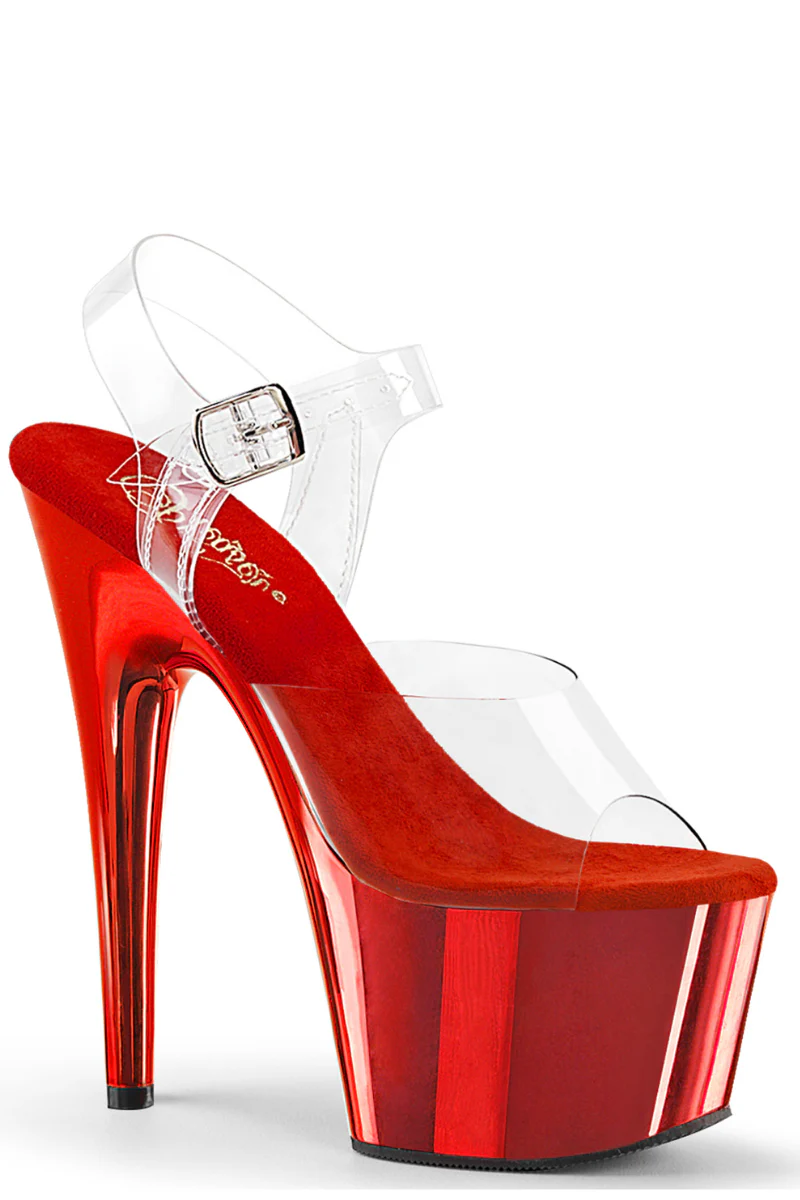 Pleaser USA Adore-708 7inch Stilettos - Red Chrome - Image 3