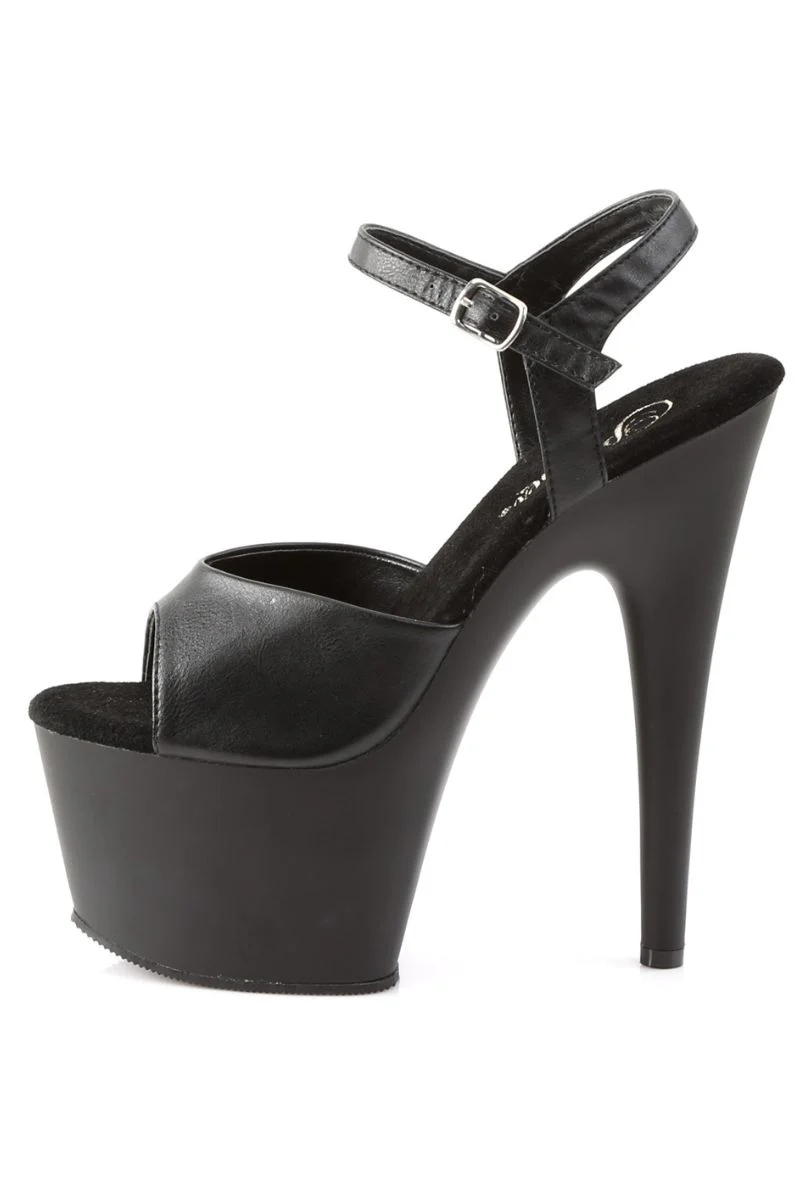 Pleaser USA Adore-709 Faux Leather 7inch Stilettos - Matte Black - Image 4