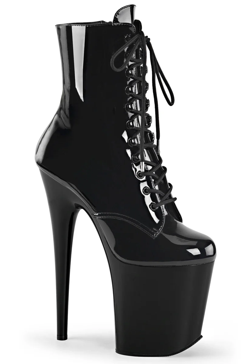 Pleaser USA Flamingo-1020 8inch Boots - Patent Black - Image 3
