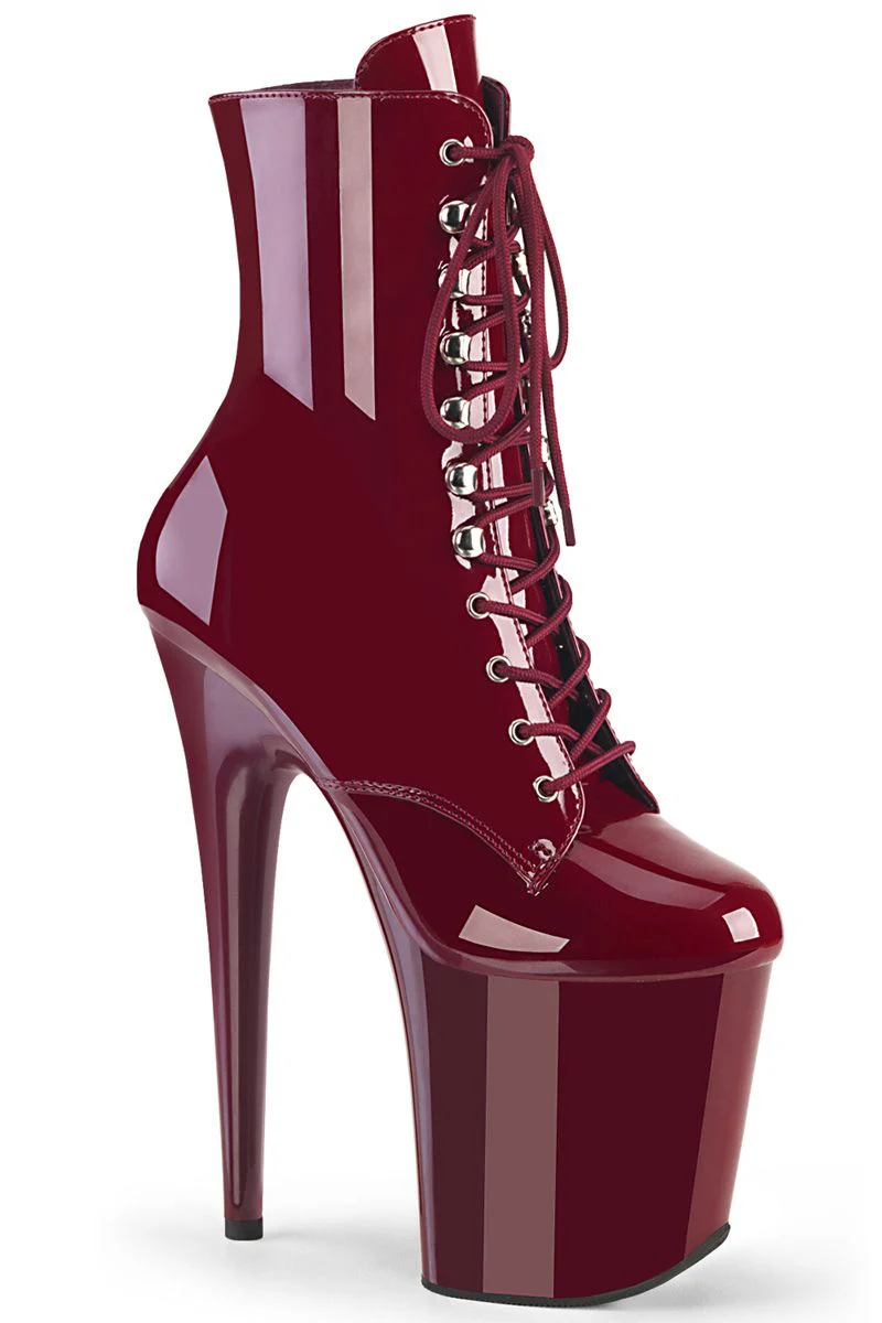 Pleaser USA Flamingo-1020 8inch Boots - Patent Burgundy - Image 3