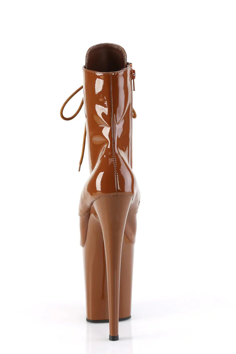 Pleaser USA Flamingo-1020 8inch Boots - Patent Caramel - Image 4