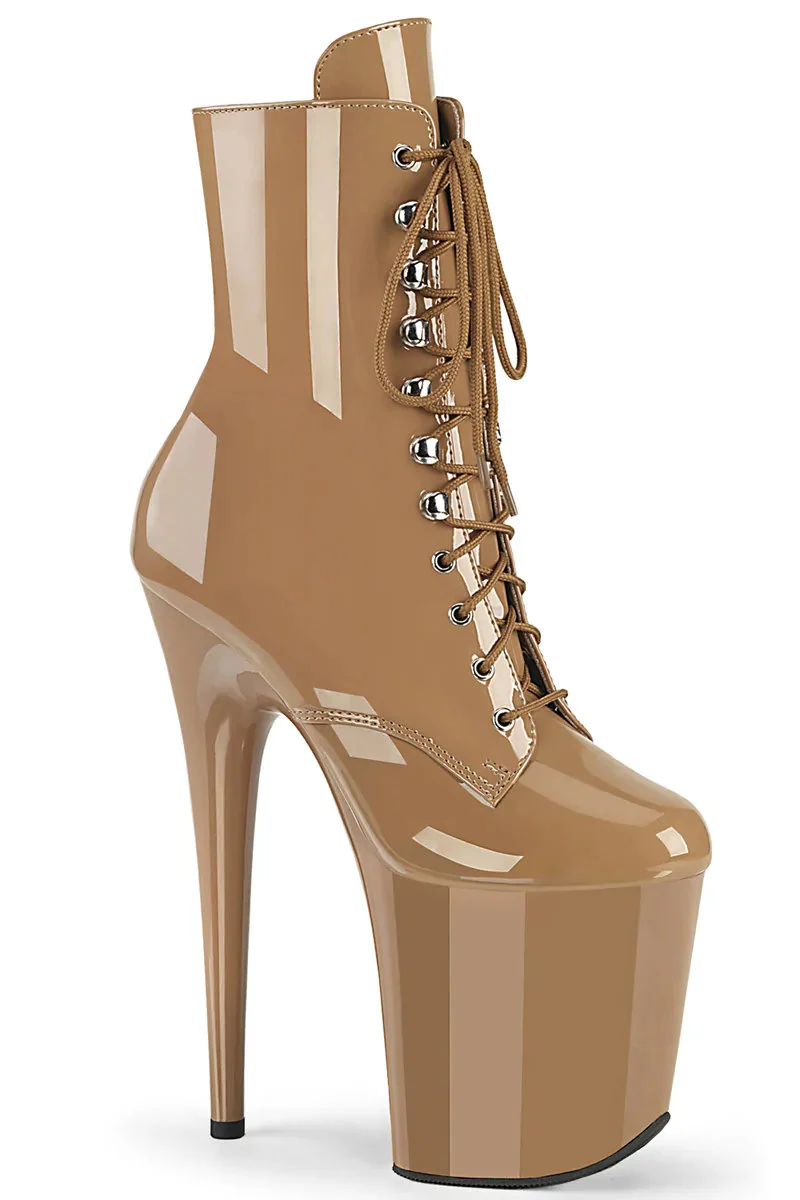 Pleaser USA Flamingo-1020 8inch Boots - Patent Toffee
