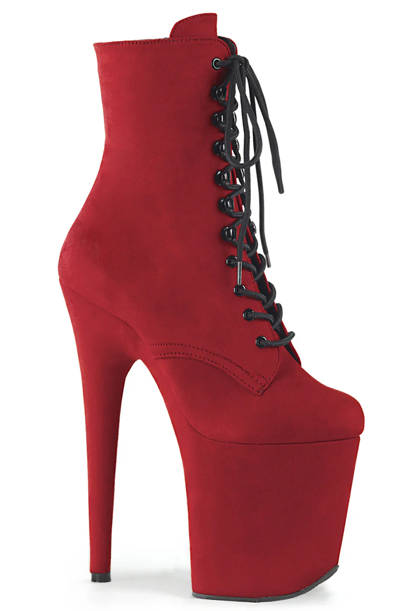 Pleaser USA Flamingo-1020FS Faux Suede 8inch Boots - Red