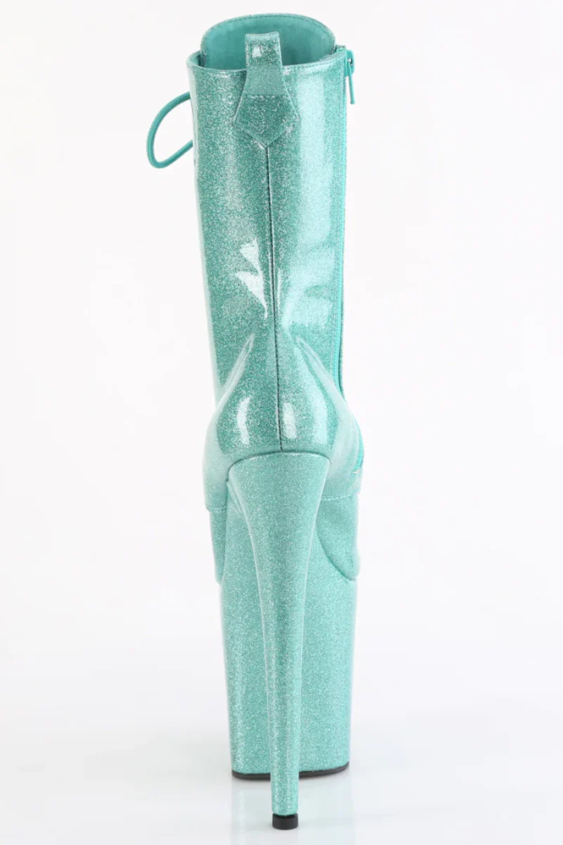Pleaser USA Flamingo-1040GP 8inch Boots - Aqua Glitter - Image 3