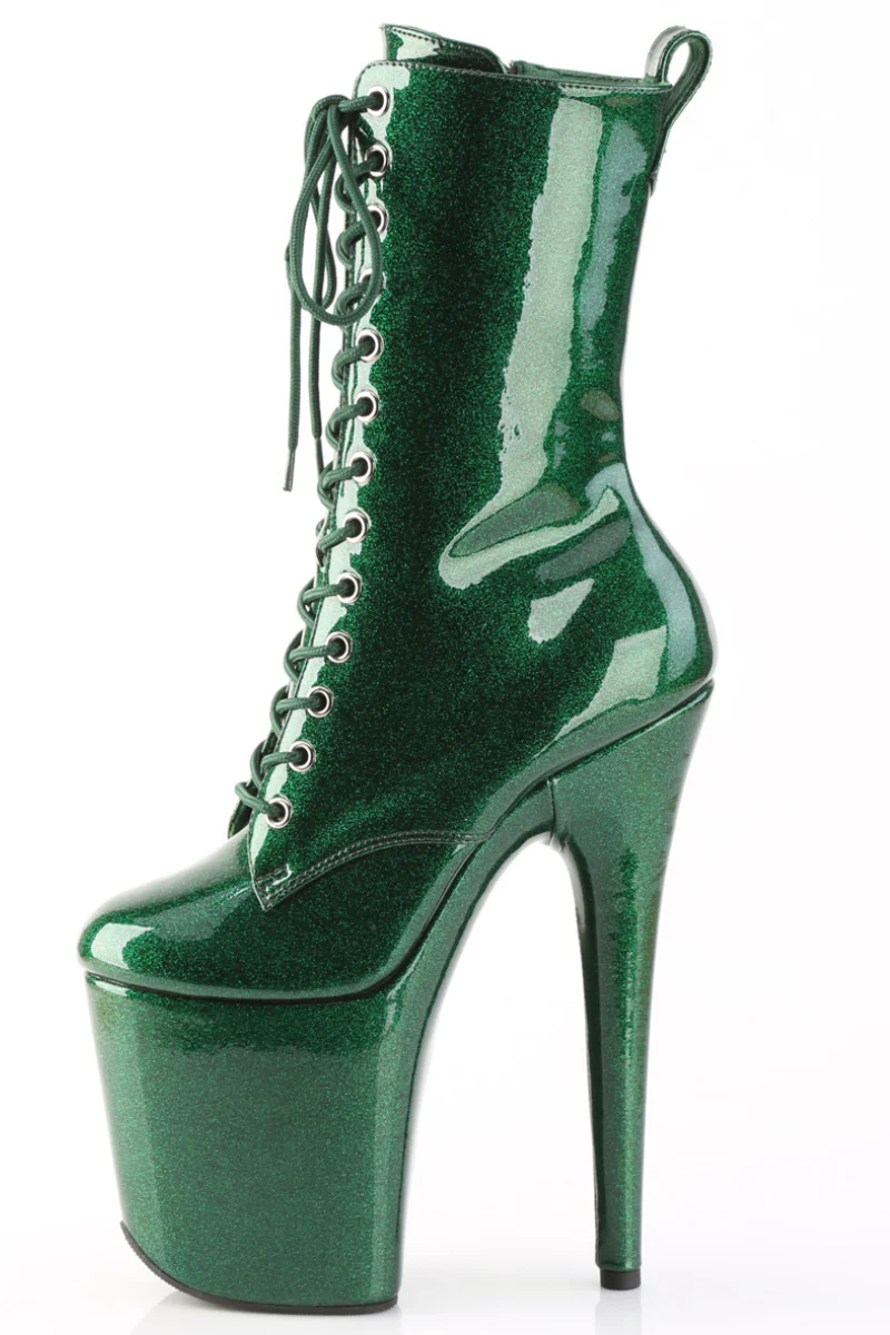 Pleaser USA Flamingo-1040GP 8inch Boots - Emerald Green Glitter - Image 4