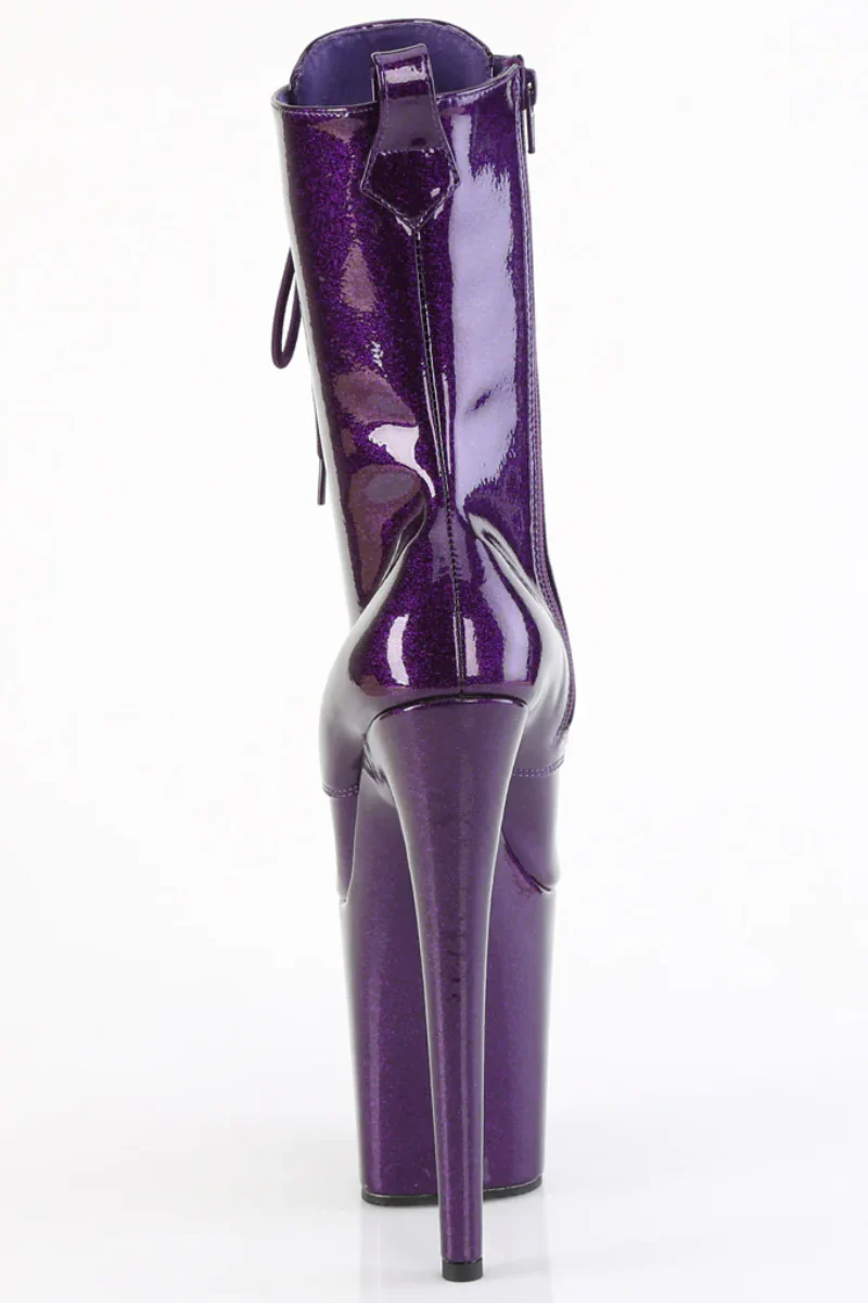 Pleaser USA Flamingo-1040GP 8inch Boots - Purple Glitter - Image 3