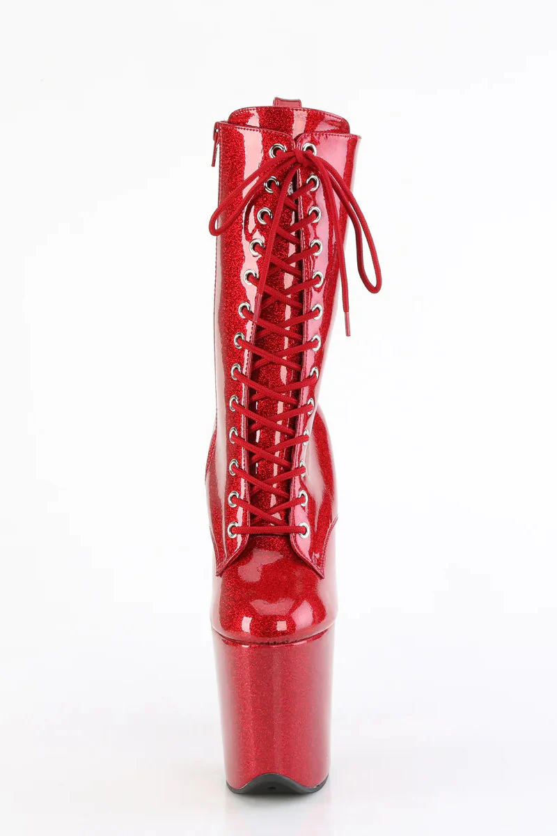 Pleaser USA Flamingo-1040GP 8inch Boots - Ruby Glitter - Image 2