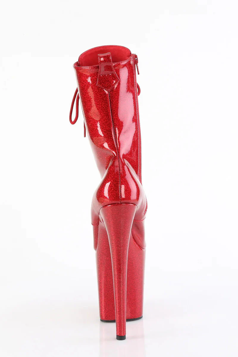 Pleaser USA Flamingo-1040GP 8inch Boots - Ruby Glitter - Image 3