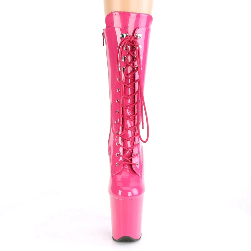 Pleaser USA Flamingo-1050 8inch Boots - Patent Hot Pink - Image 5