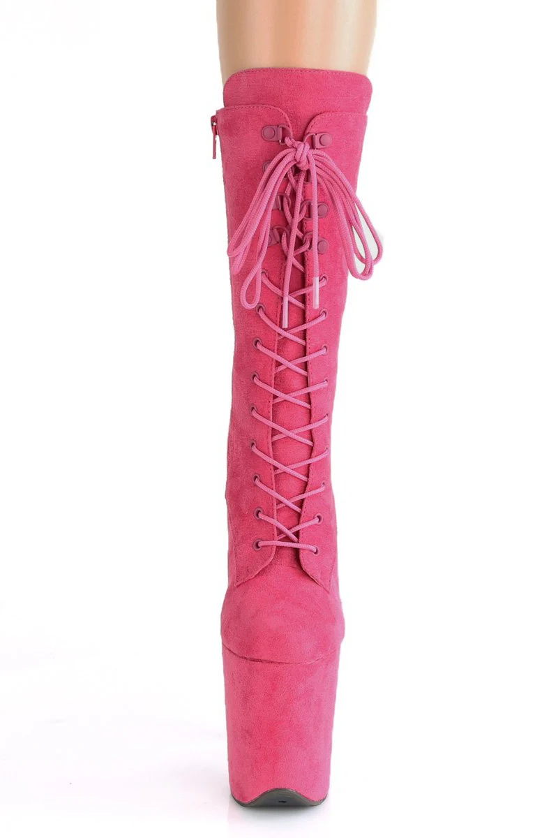 Pleaser USA Flamingo-1050FS Faux Suede 8inch Boots - Hot Pink - Image 2