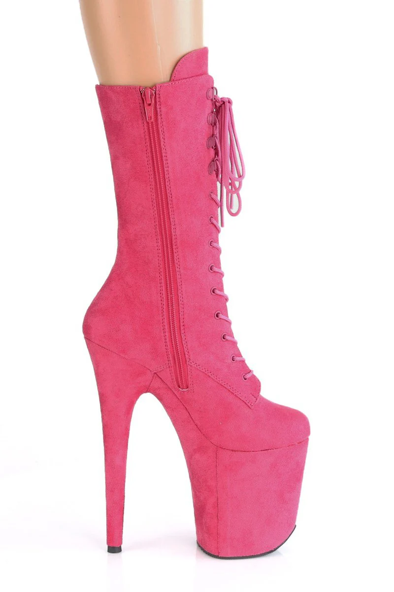 Pleaser USA Flamingo-1050FS Faux Suede 8inch Boots - Hot Pink - Image 4