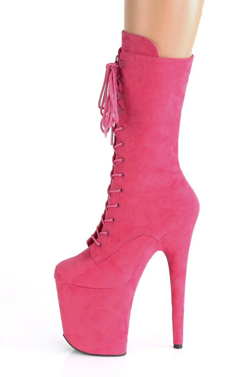 Pleaser USA Flamingo-1050FS Faux Suede 8inch Boots - Hot Pink - Image 5