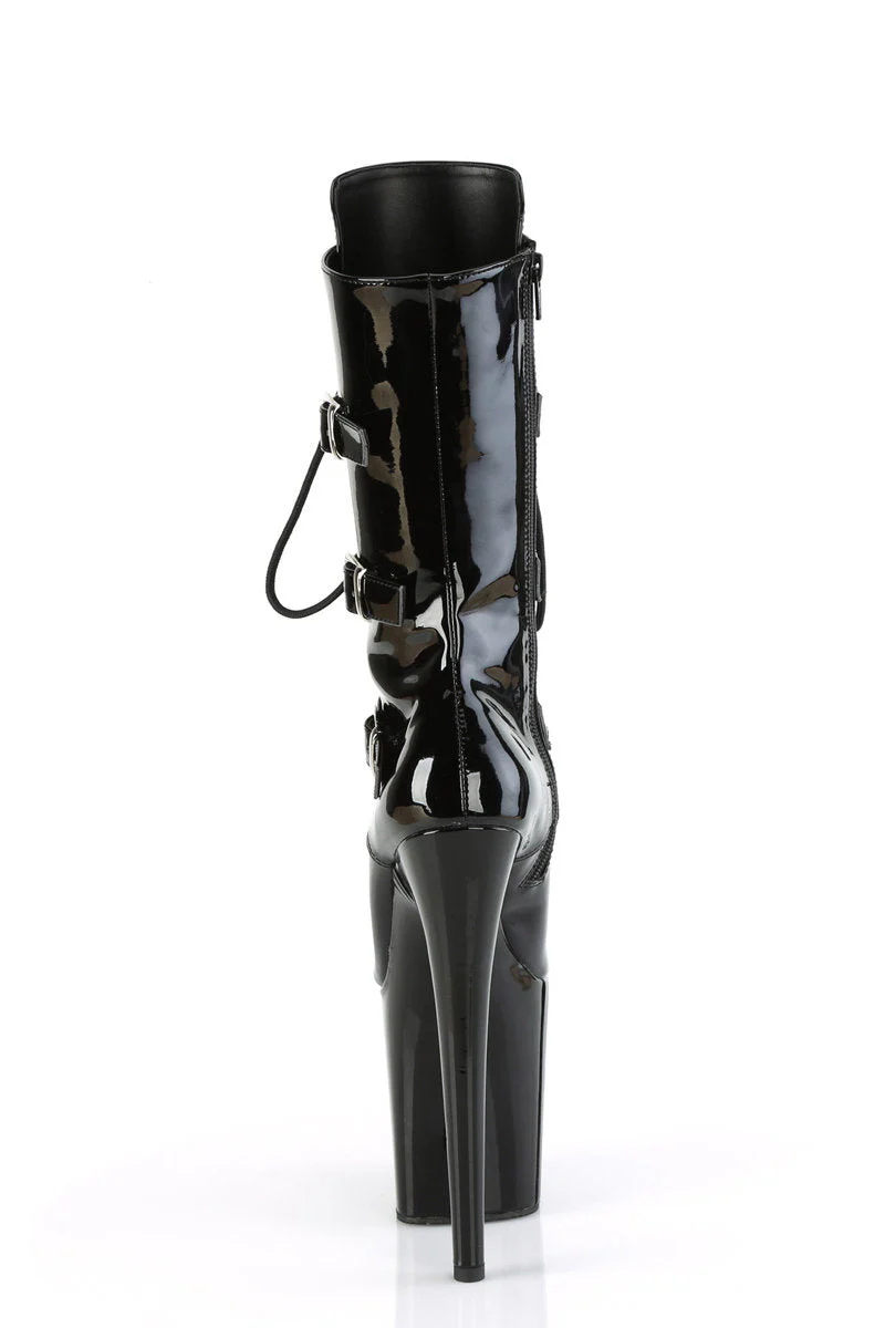 Pleaser USA Flamingo-1053 8inch Boots - Patent Black - Image 3