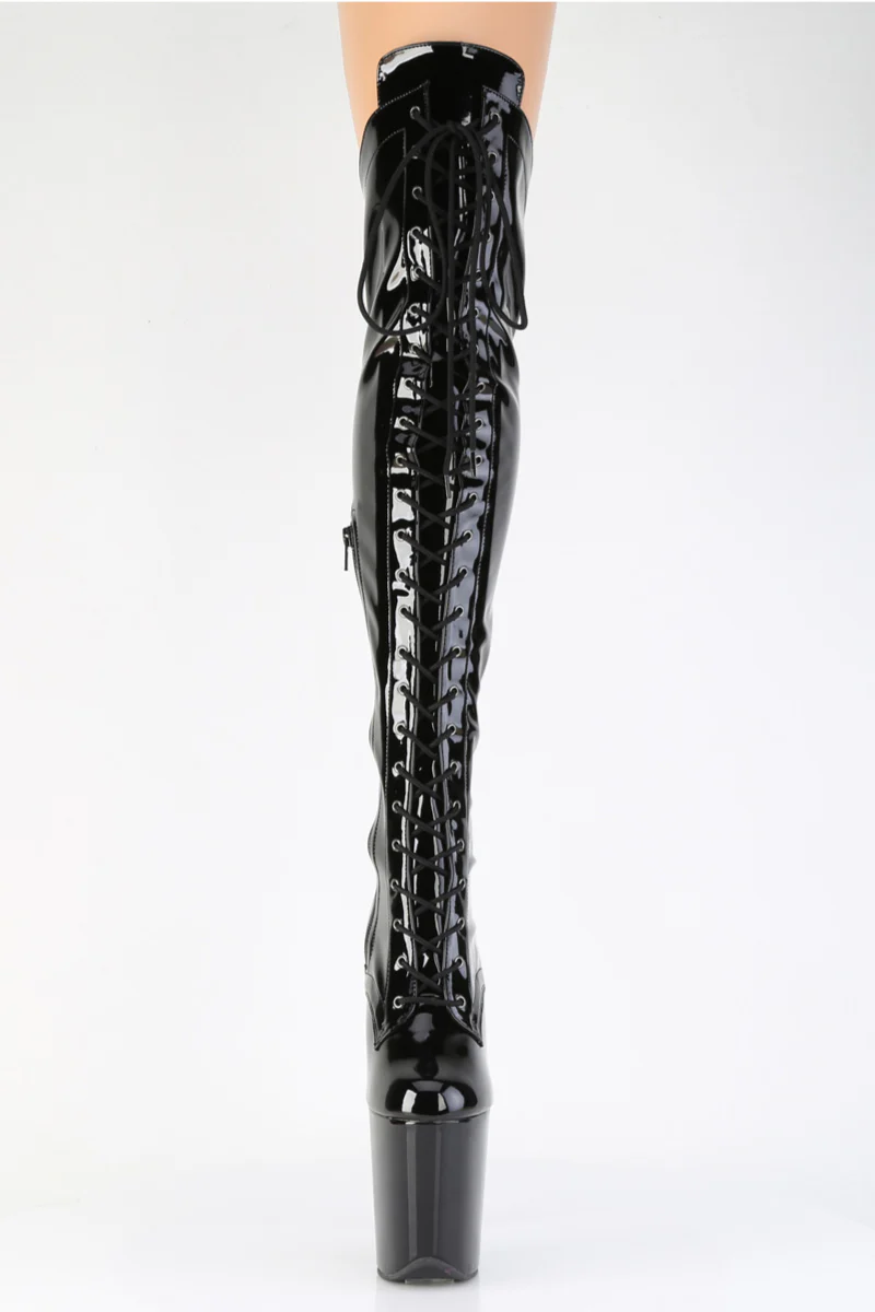 Pleaser USA Flamingo-3014 8inch Over Knee Boots - Patent Black - Image 3