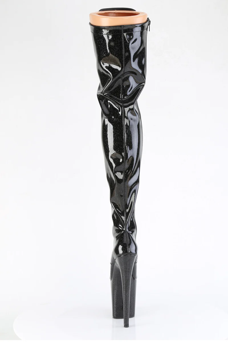 Pleaser USA Flamingo-3020GP 8inch Boots - Black Glitter - Image 3