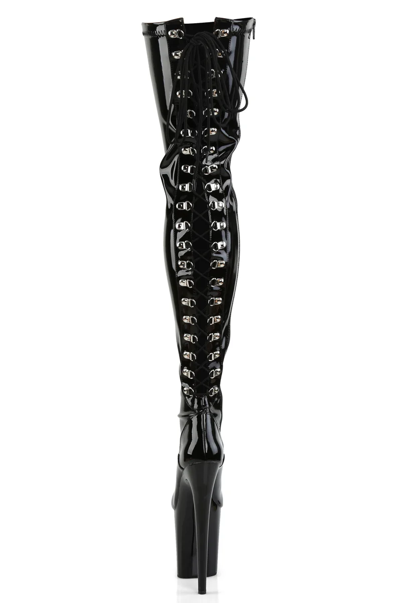 Pleaser USA Flamingo-3063 8inch Thigh High Boots - Patent Black - Image 3