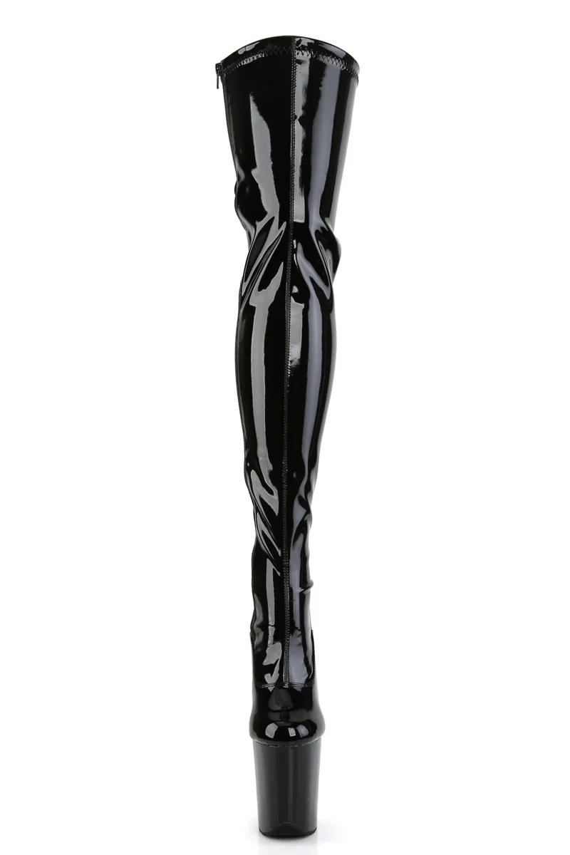 Pleaser USA Flamingo-3063 8inch Thigh High Boots - Patent Black - Image 5