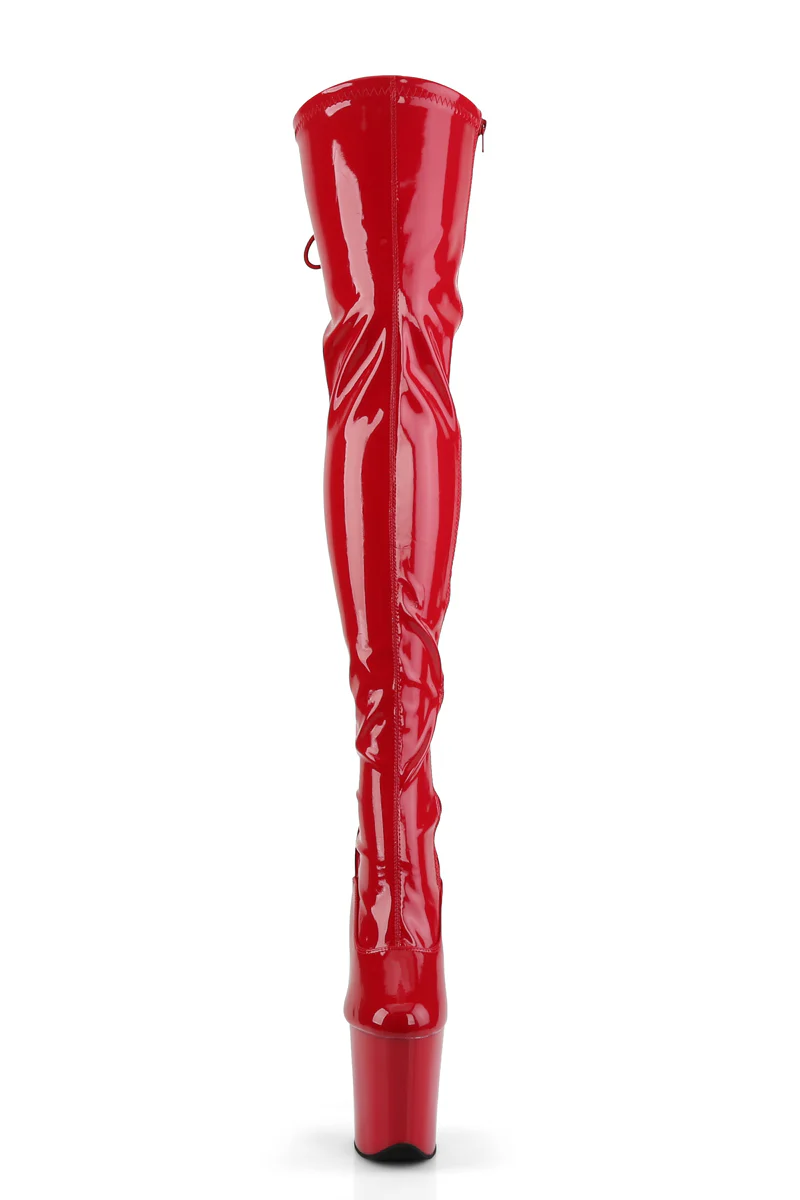 Pleaser USA Flamingo-3063 8inch Thigh High Boots - Patent Red - Image 3