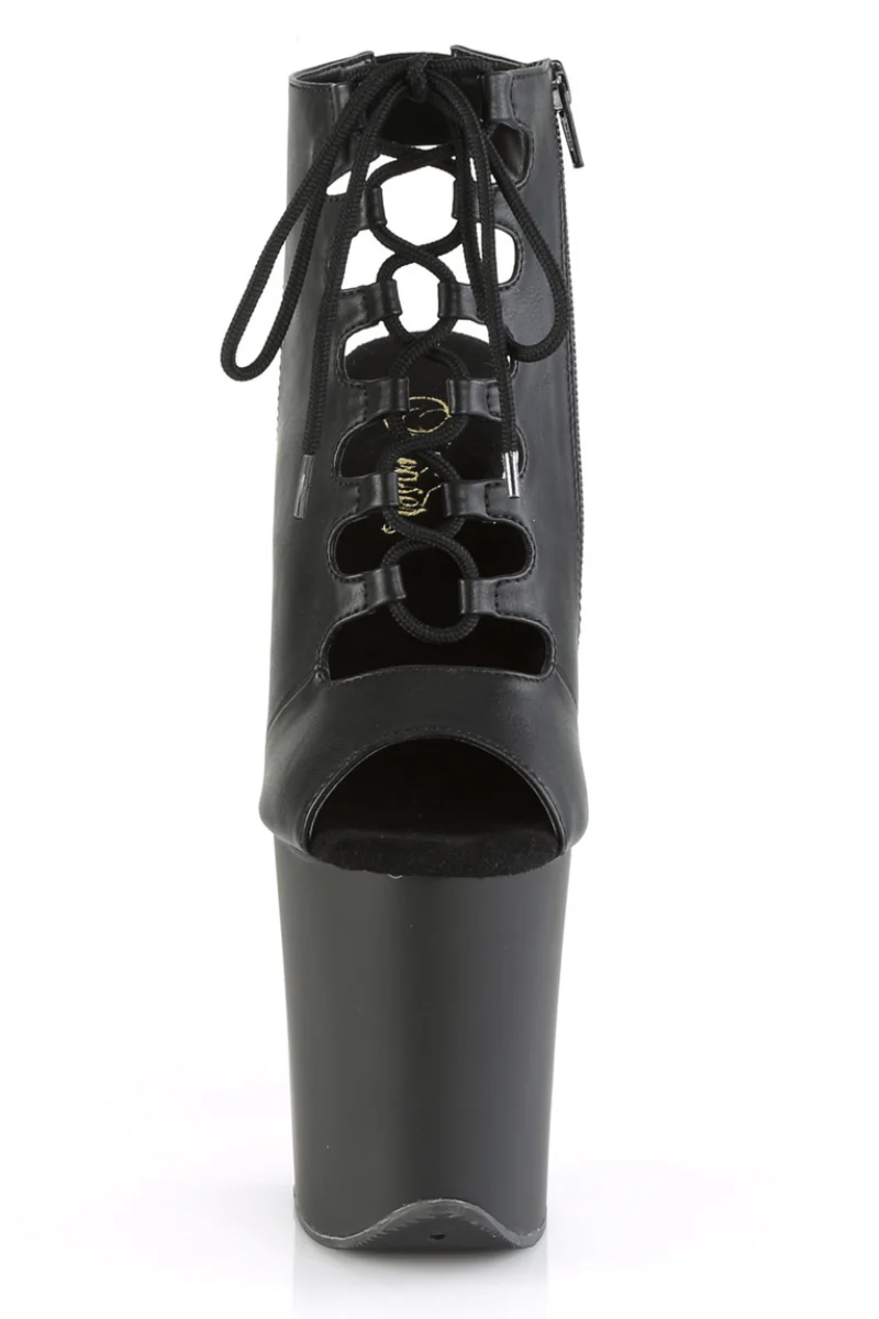 Pleaser USA Flamingo-800-20 8inch Lace Up Stilettos - Matte Black - Image 4