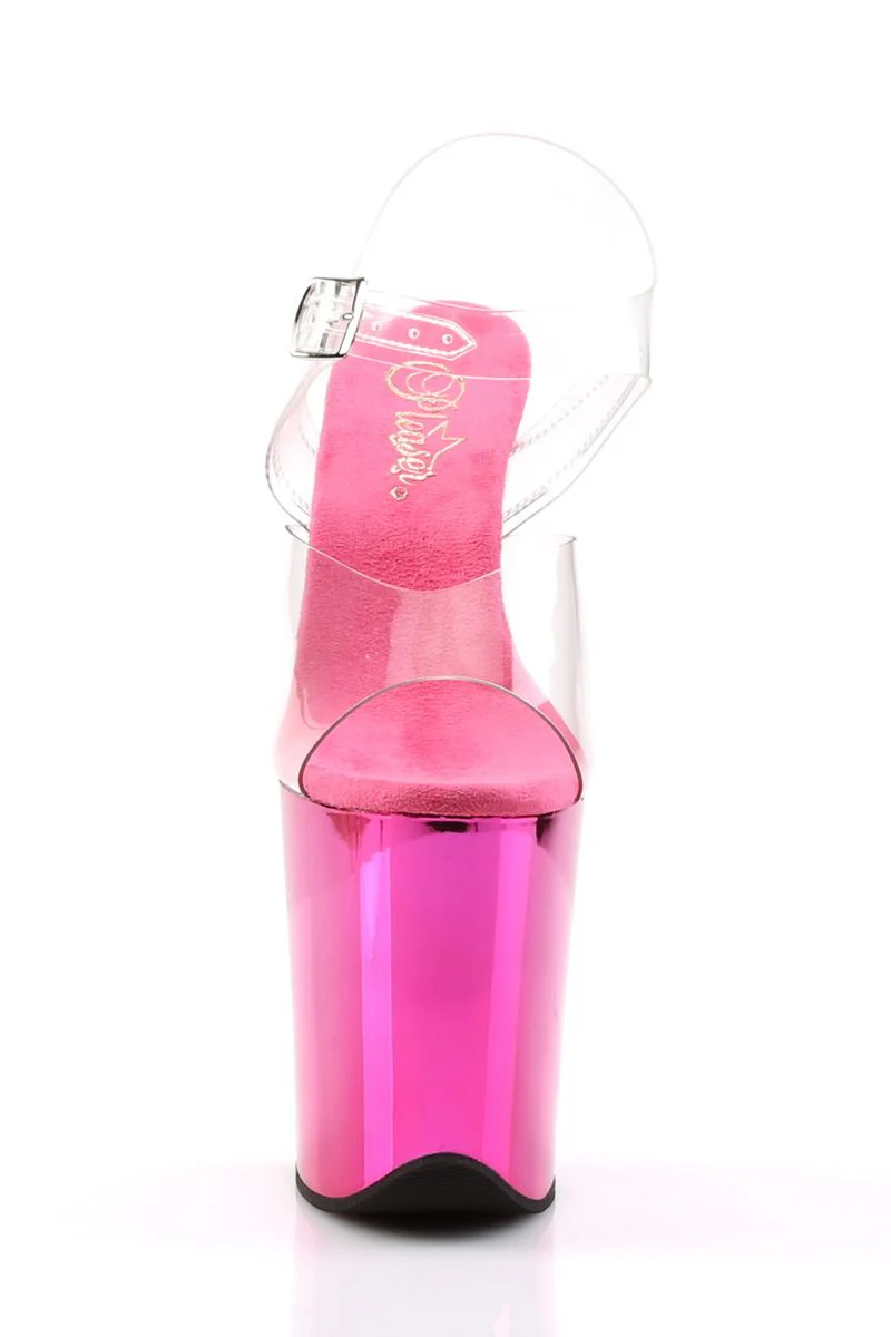 Pleaser USA Flamingo-808 8inch Stilettos - Hot Pink Chrome - Image 4
