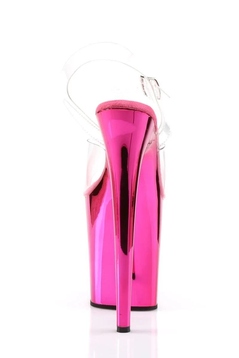 Pleaser USA Flamingo-808 8inch Stilettos - Hot Pink Chrome - Image 5
