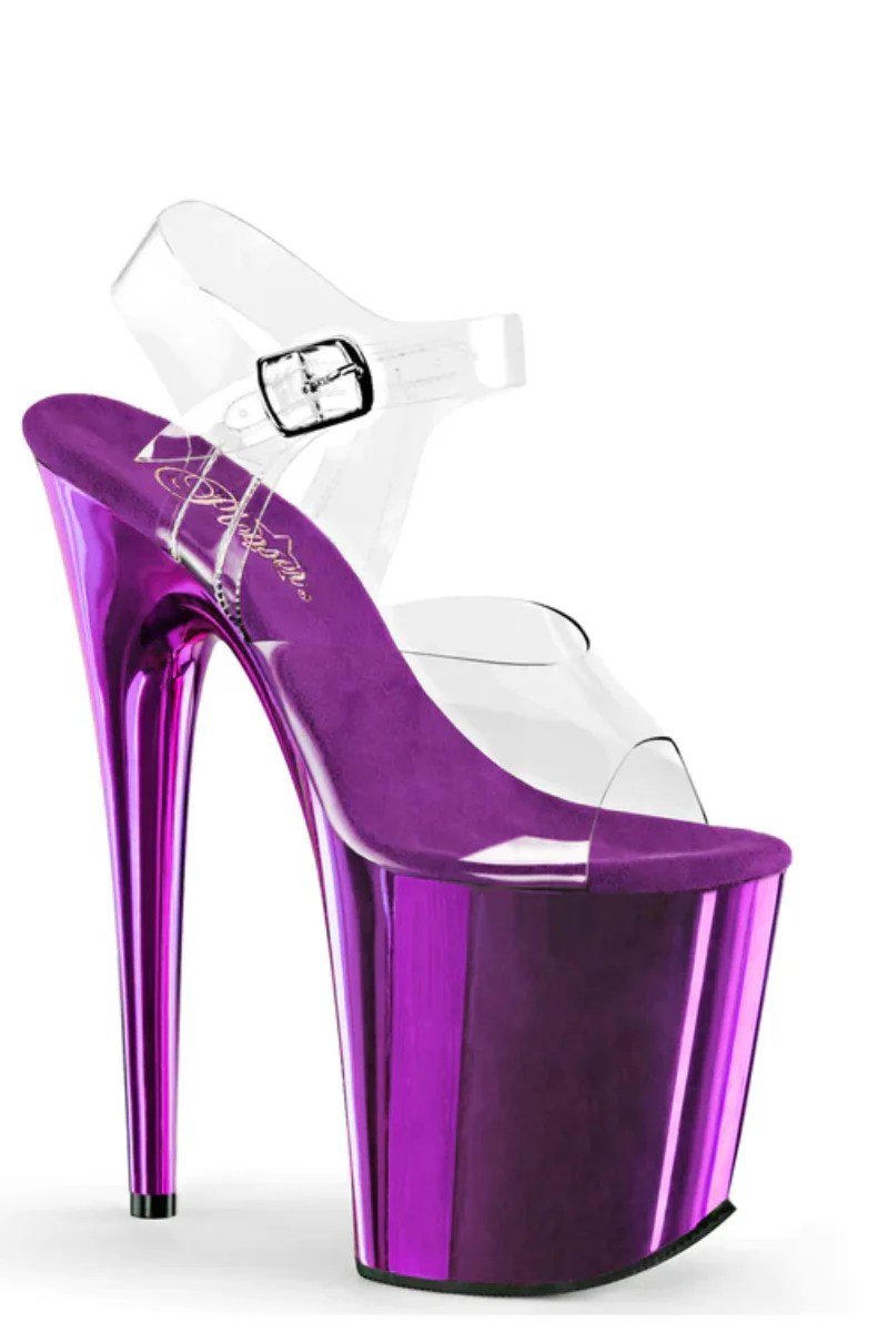 Pleaser USA Flamingo-808 8inch Stilettos - Purple Chrome - Image 3