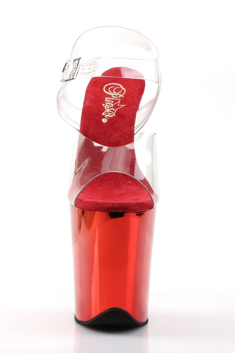 Pleaser USA Flamingo-808 8inch Stilettos - Red Chrome - Image 4