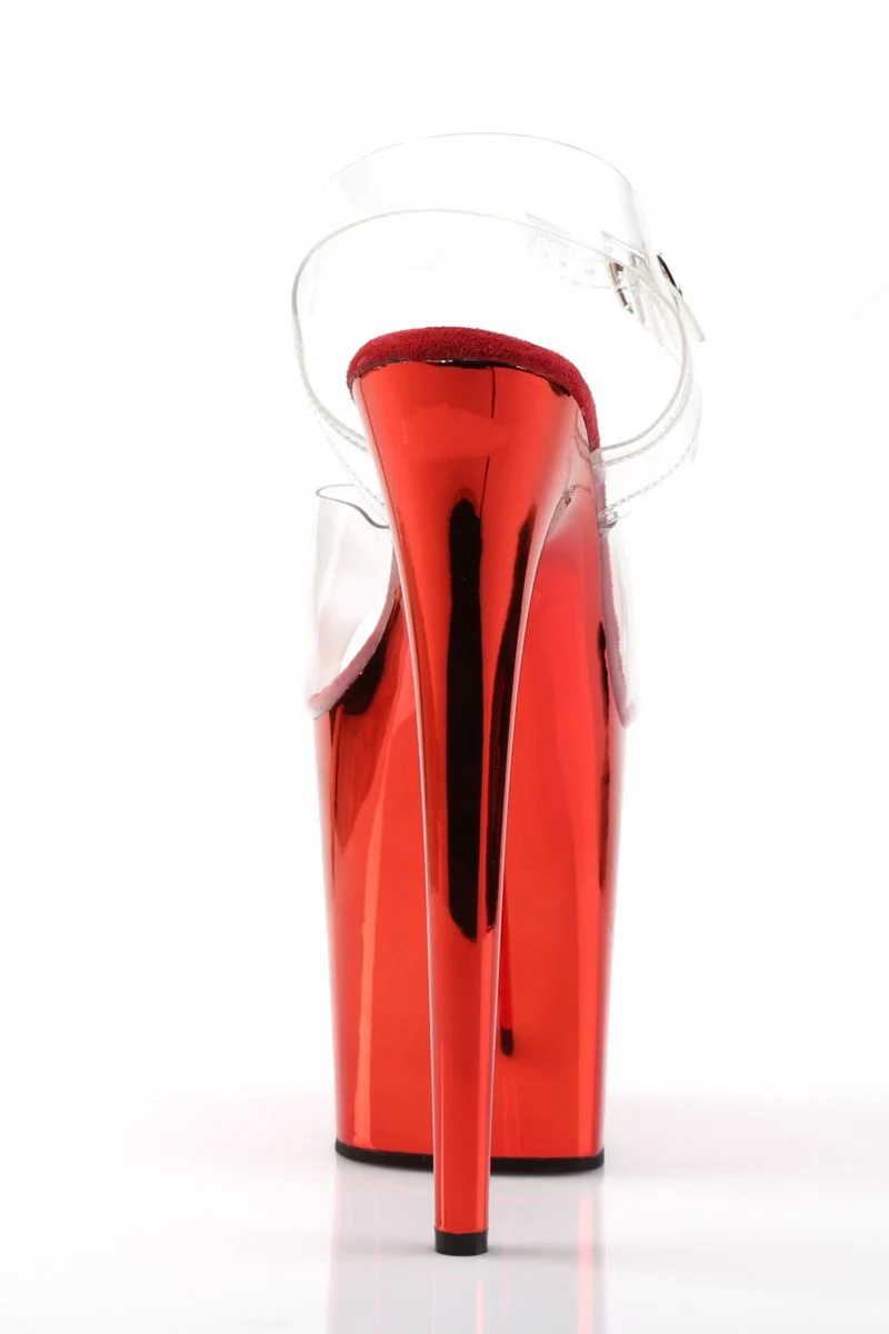 Pleaser USA Flamingo-808 8inch Stilettos - Red Chrome - Image 5