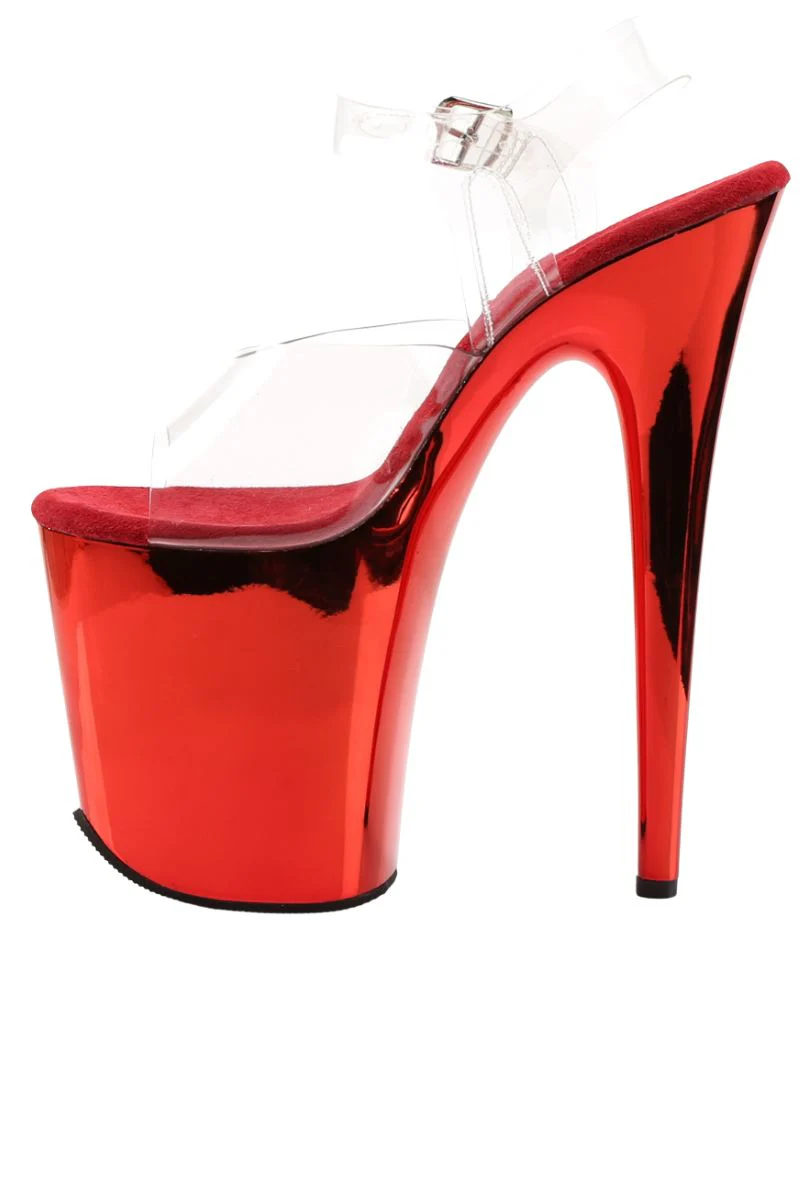 Pleaser USA Flamingo-808 8inch Stilettos - Red Chrome - Image 6