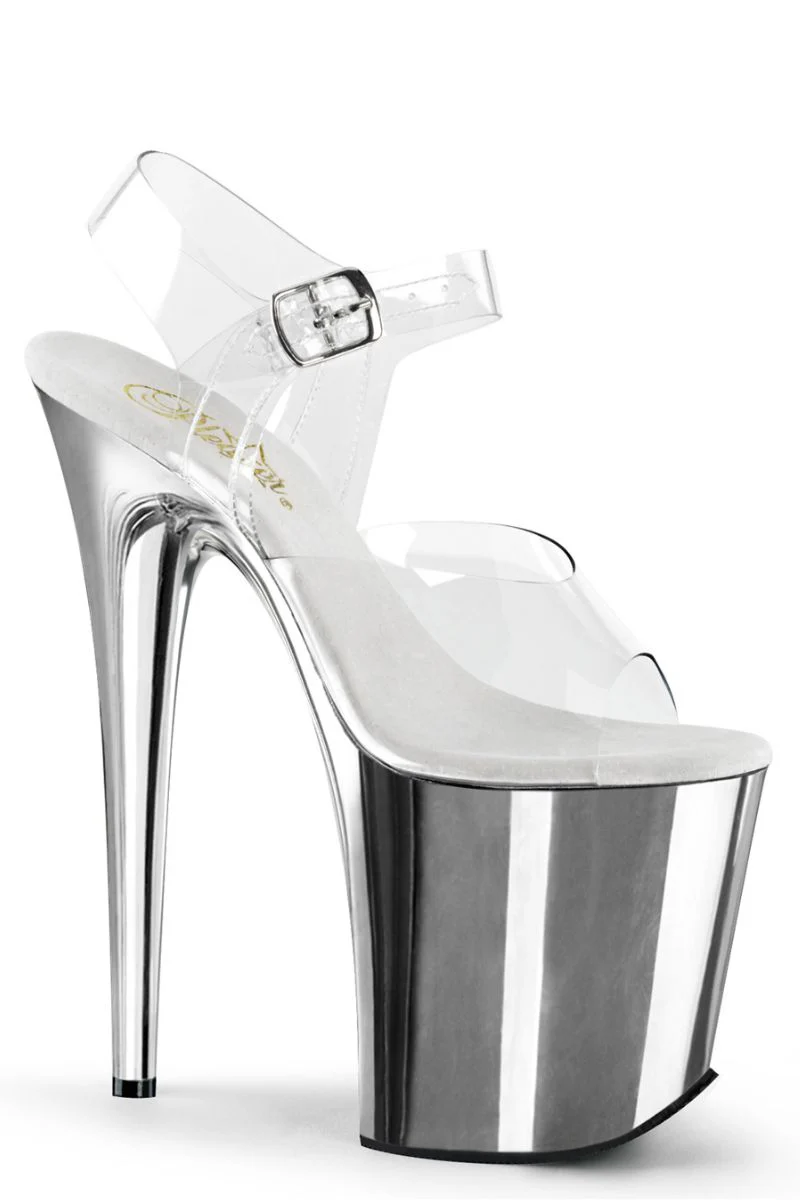Pleaser USA Flamingo-808 8inch Stilettos - Silver Chrome - Image 3