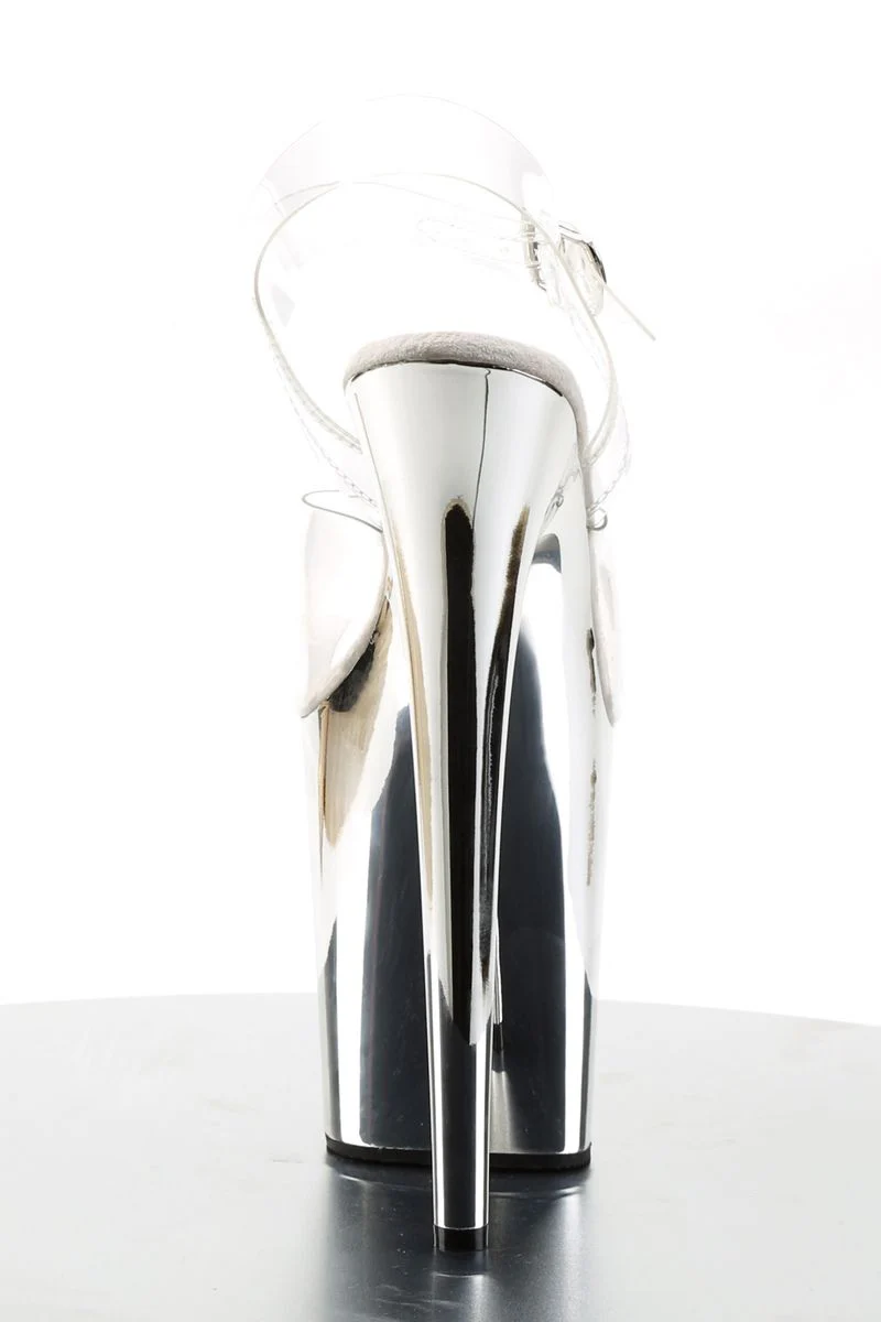 Pleaser USA Flamingo-808 8inch Stilettos - Silver Chrome - Image 5