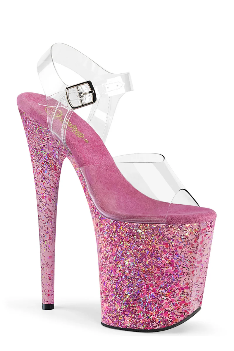 Pleaser USA Flamingo-808CF Confetti Glitter 8inch Stilettos - Pink - Image 3