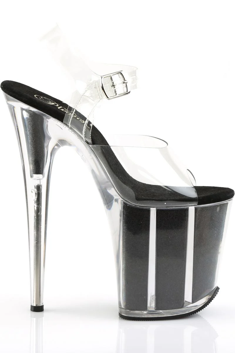 Pleaser USA Flamingo-808G Glitter Filled 8inch Stilettos - Black - Image 3