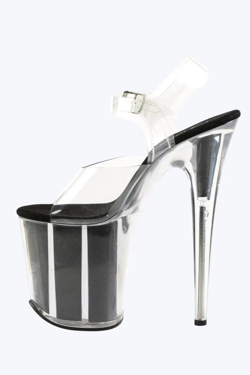 Pleaser USA Flamingo-808G Glitter Filled 8inch Stilettos - Black - Image 4