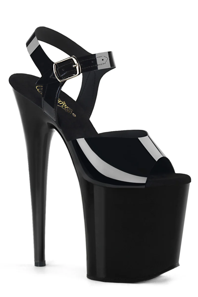 Pleaser USA Flamingo-808N Jelly-Like 8inch Stilettos - Black - Image 3