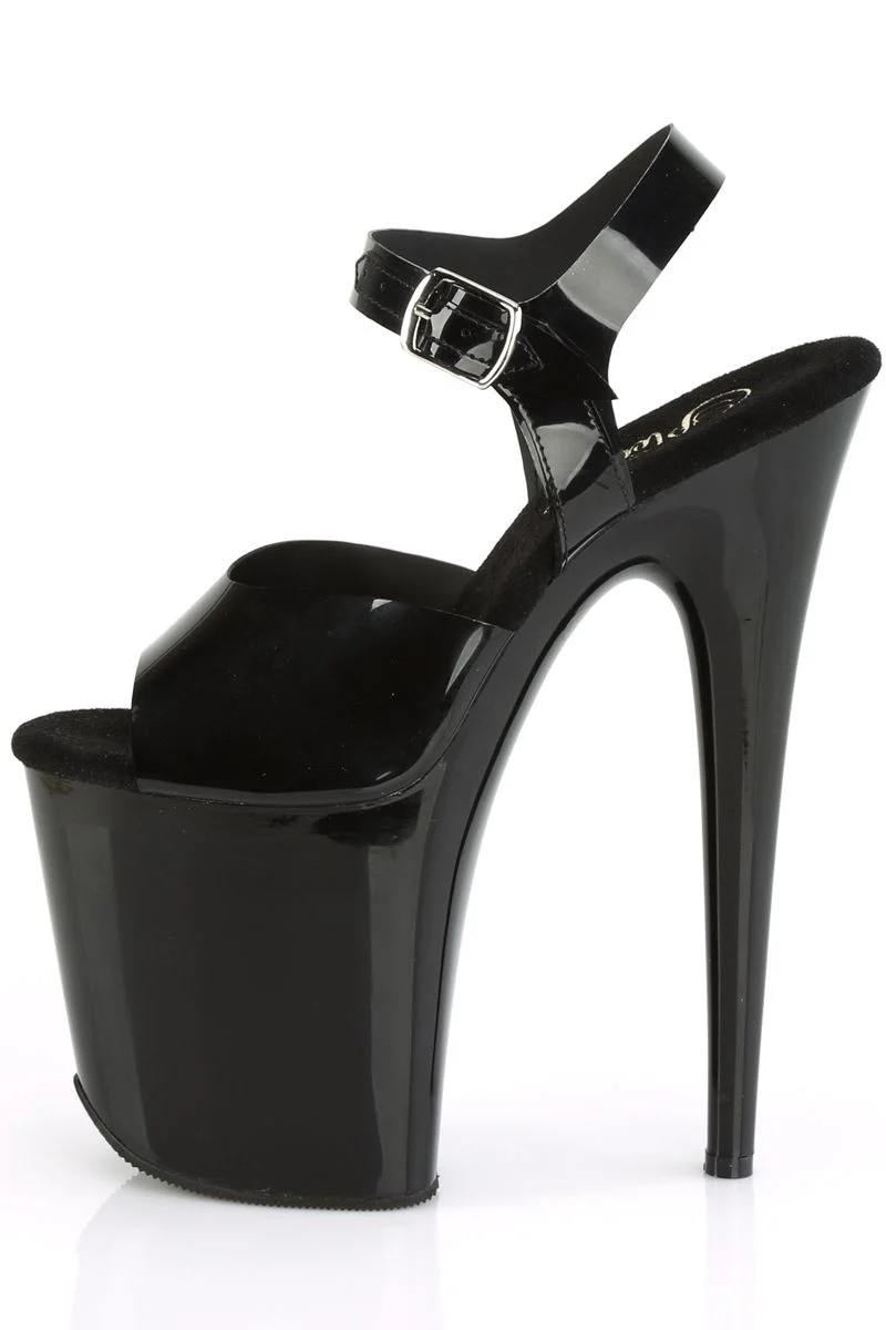 Pleaser USA Flamingo-808N Jelly-Like 8inch Stilettos - Black - Image 6