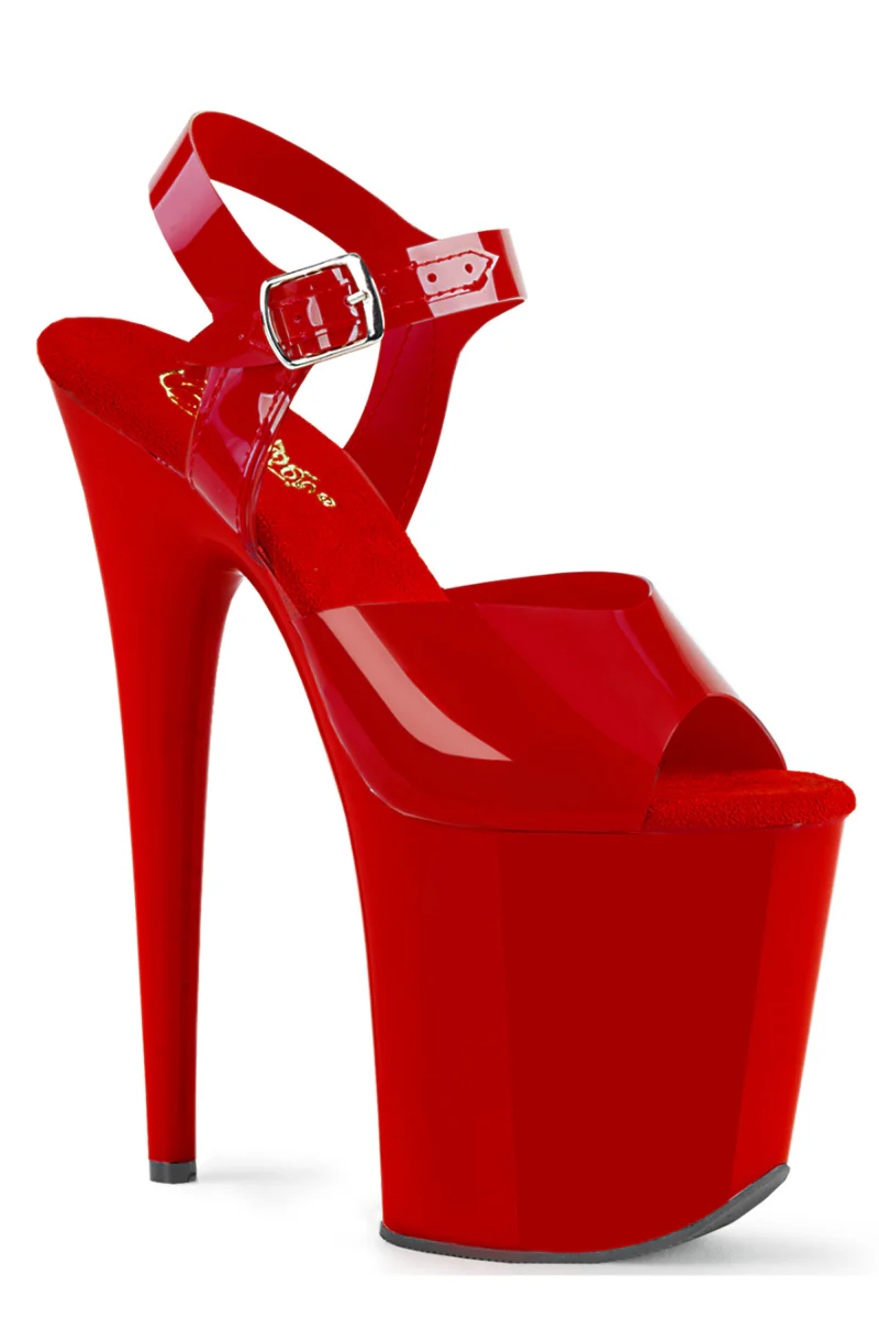 Pleaser USA Flamingo-808N Jelly-Like 8inch Stilettos - Red - Image 3