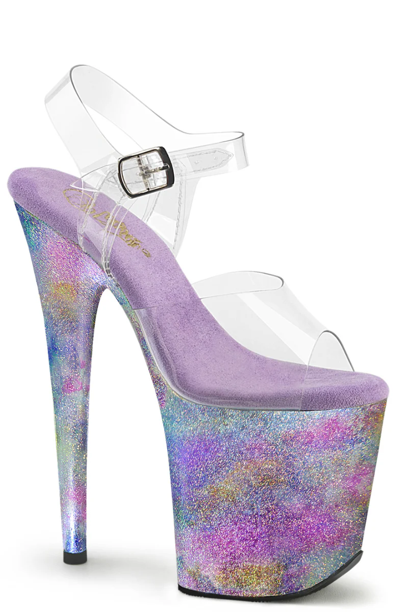 Pleaser USA Flamingo-808NEB 8inch Stilettos - Metallic Lavender Print