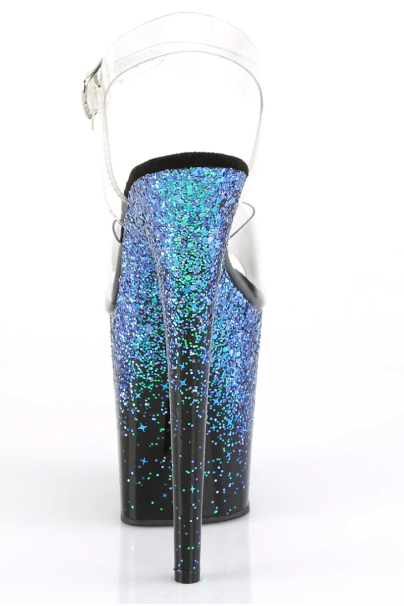 Pleaser USA Flamingo-808SS 8inch Stilettos - Black/Blue Glitter - Image 5