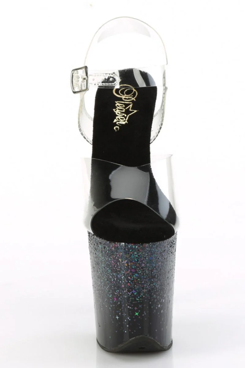 Pleaser USA Flamingo-808SS 8inch Stilettos - Black Glitter - Image 4