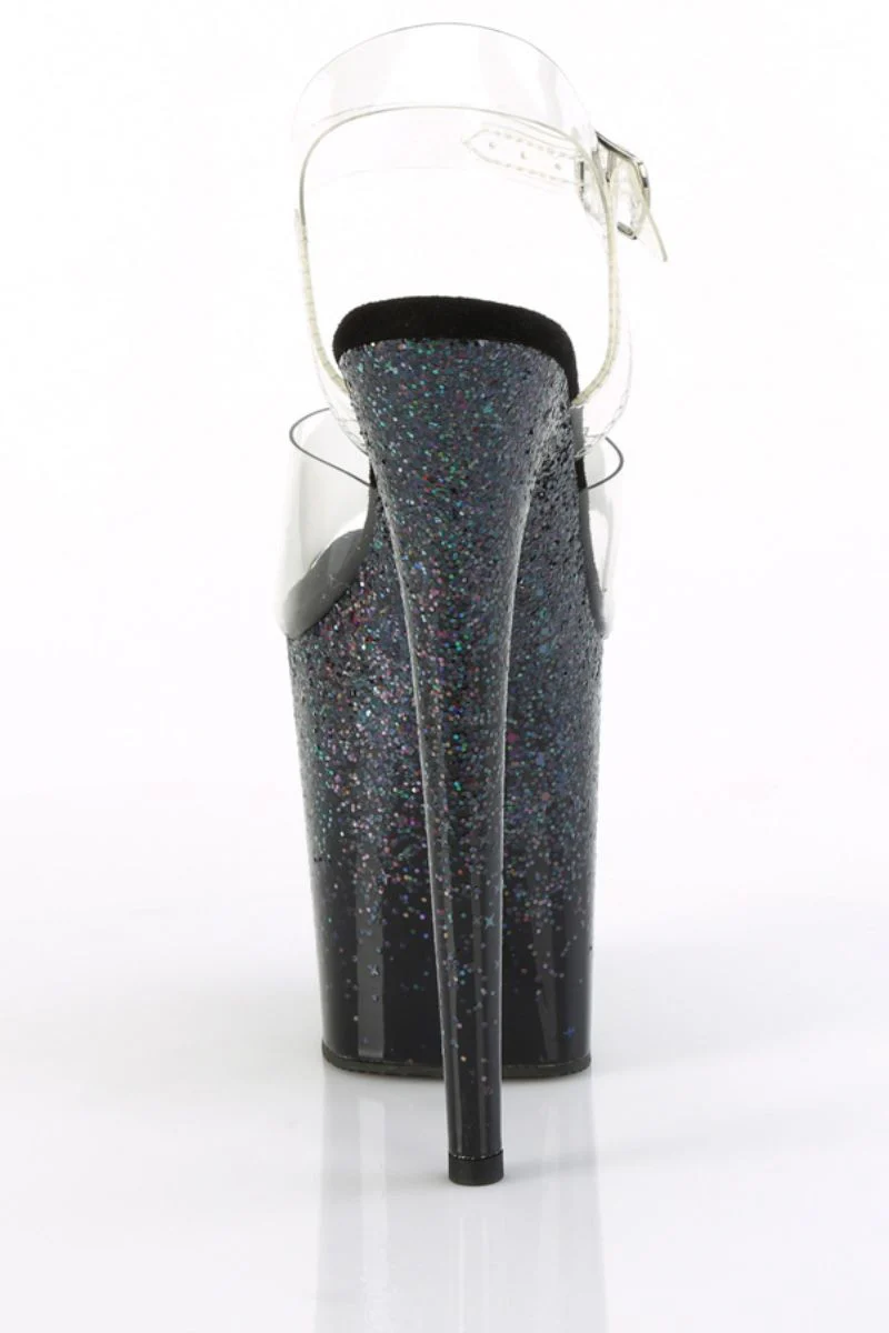 Pleaser USA Flamingo-808SS 8inch Stilettos - Black Glitter - Image 5