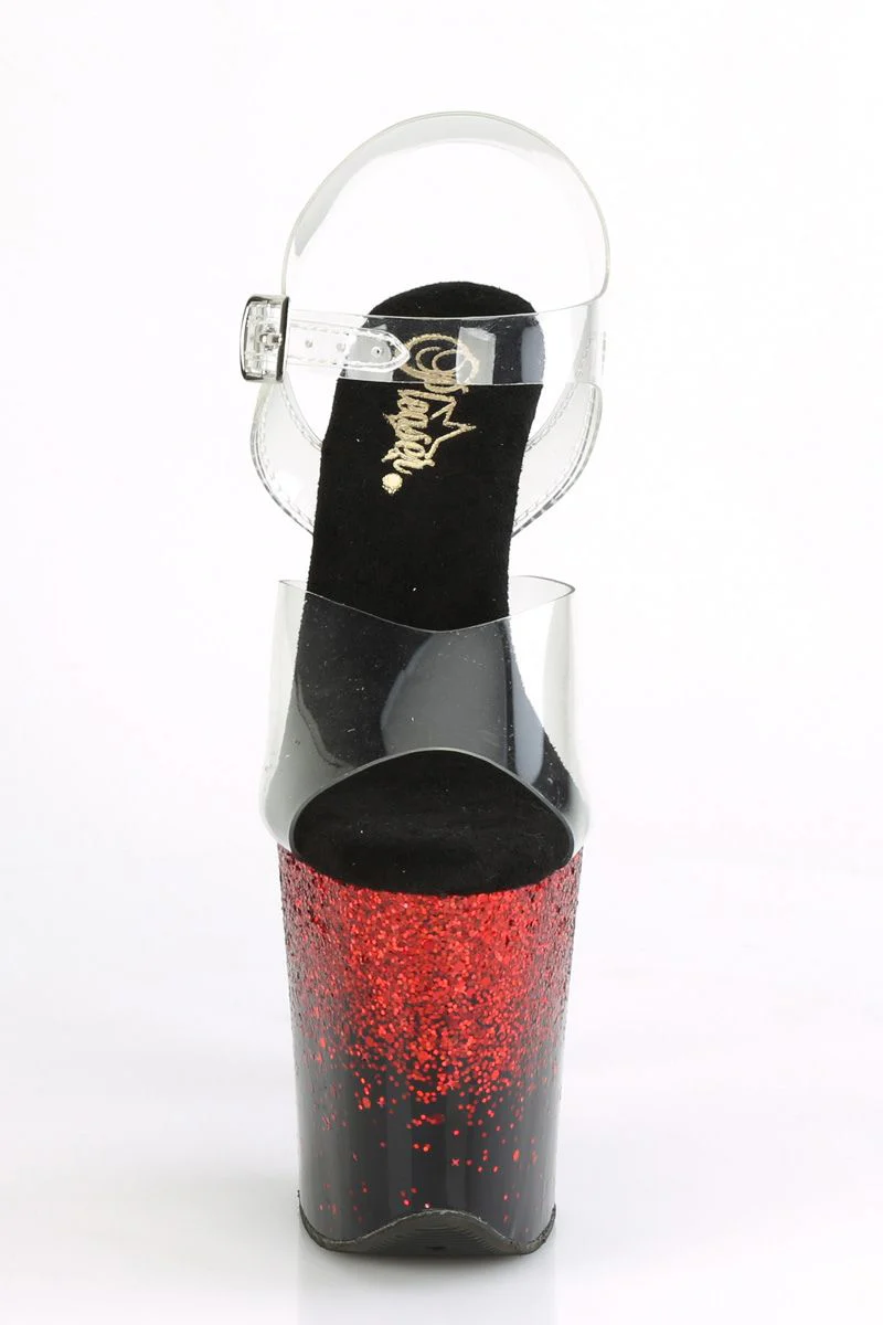Pleaser USA Flamingo-808SS 8inch Stilettos - Black/Red Glitter - Image 4