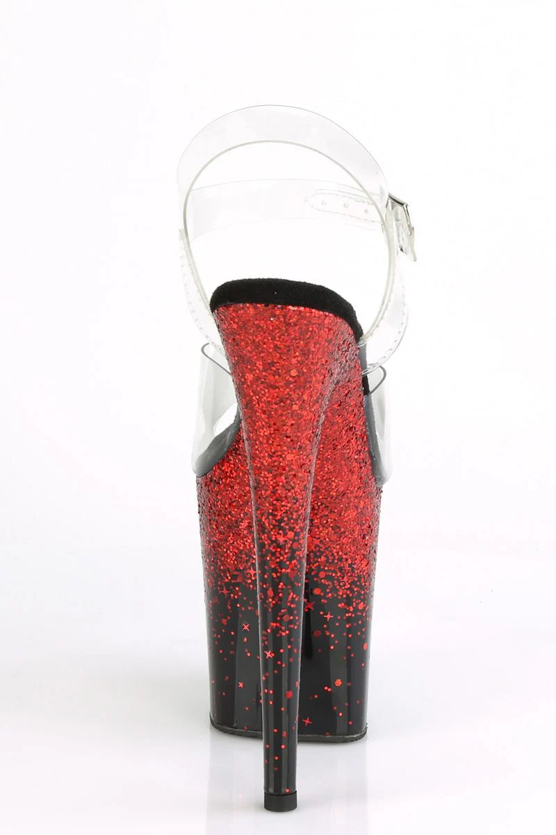 Pleaser USA Flamingo-808SS 8inch Stilettos - Black/Red Glitter - Image 5