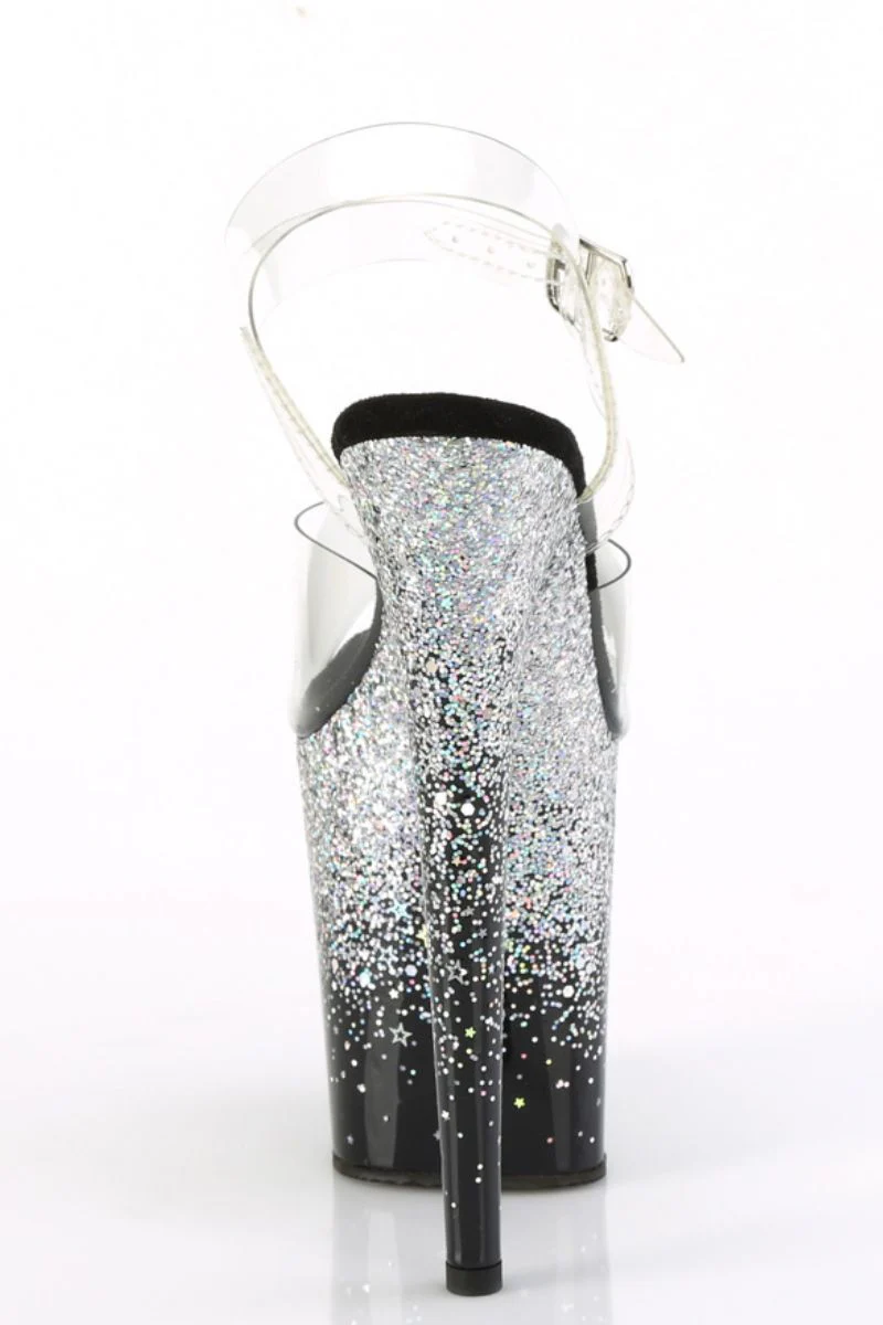 Pleaser USA Flamingo-808SS 8inch Stilettos - Black/Silver Glitter - Image 5