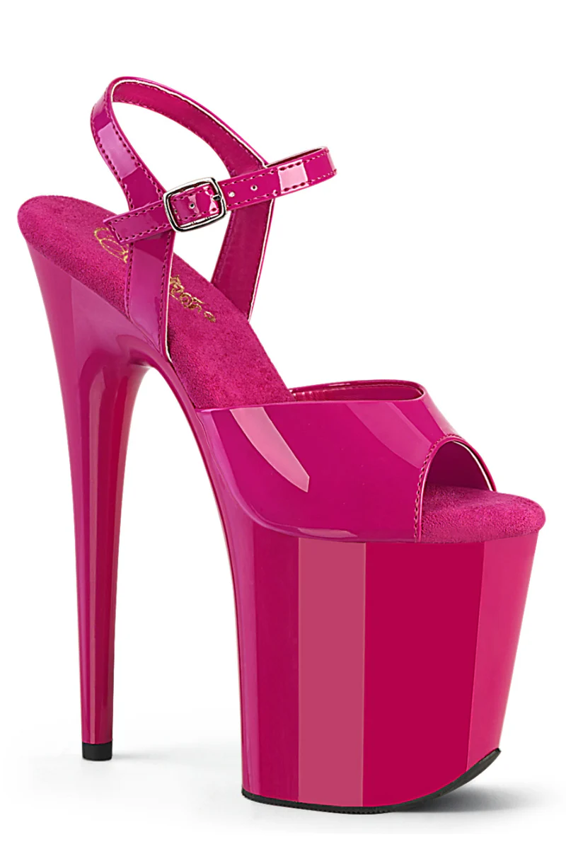 Pleaser USA Flamingo-809 8inch Stilettos - Patent Hot Pink - Image 3