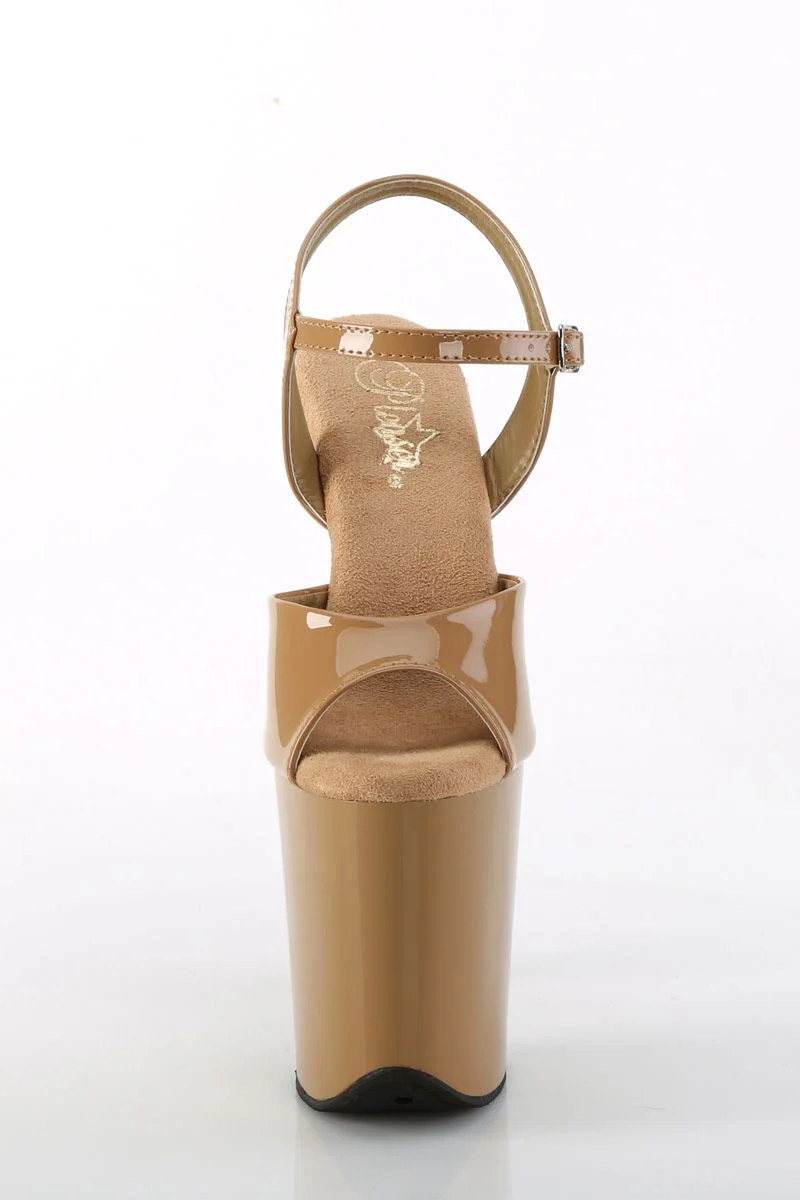 Pleaser USA Flamingo-809 8inch Stilettos - Patent Toffee - Image 4